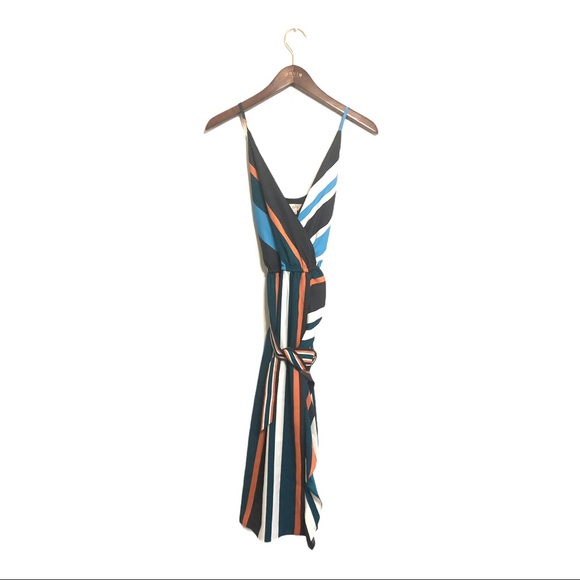Loft Striped Skyline Wrap Dress Belted Waist SZ SP - Picture 4 of 10